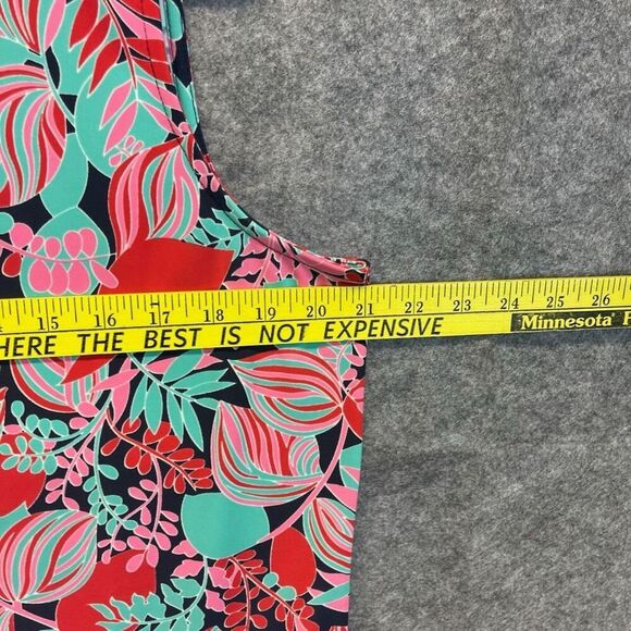 TALBOTS Tank Top Women’s 1X Pink Red Bright Tropical Print Scuba Fabric Tunic - Picture 9 of 14